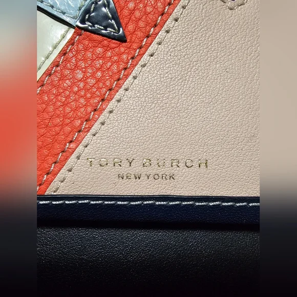 TORY BURCH Card Case Multicolor Leather Enamel Card Holder - Picture 2 of 12